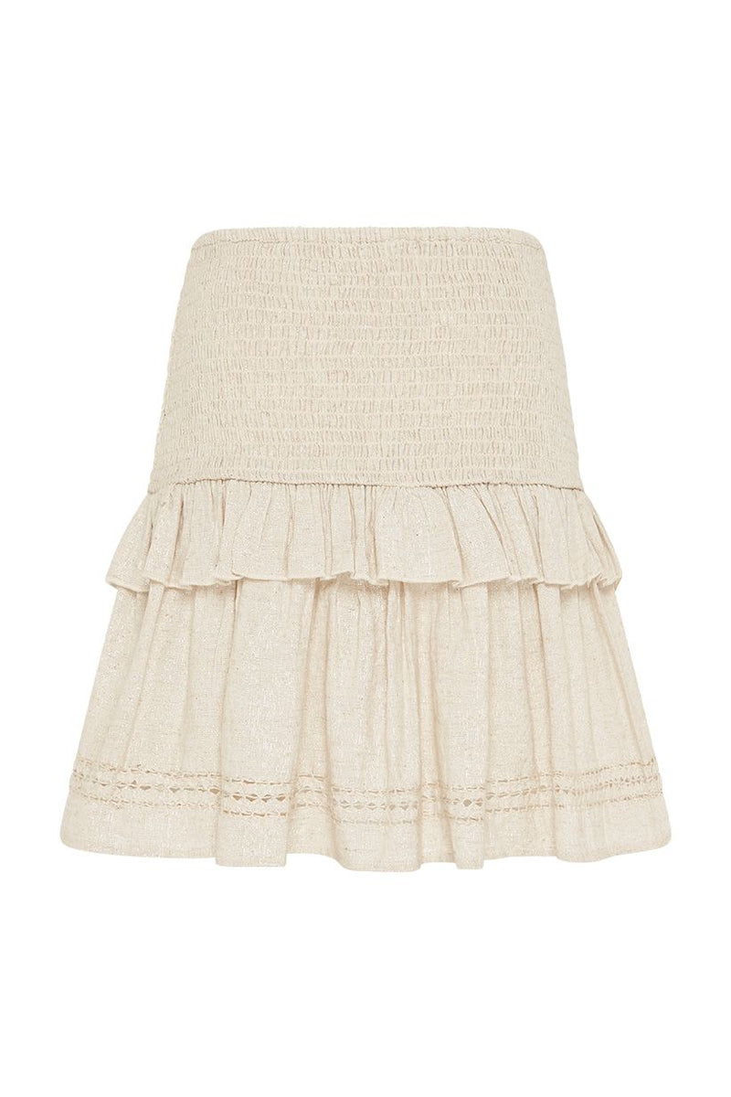 Lola Ruched Mini Skirt - Biscuit (4503967498321)