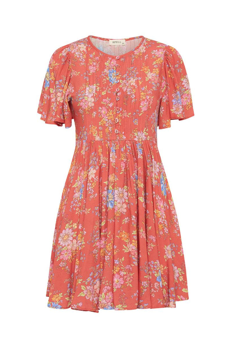 Meadowland Flutter Sleeve Mini Dress - Poppy