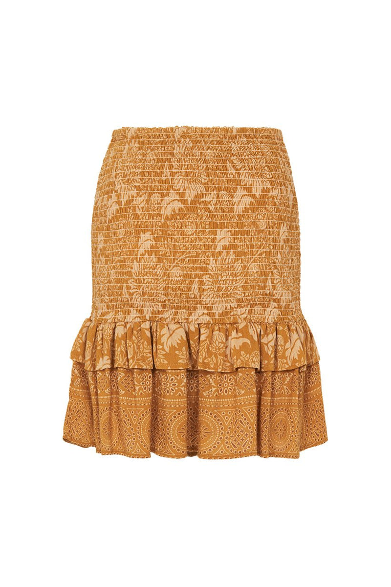 Lioness Ruched Mini Skirt - Caramel (3696861806656)