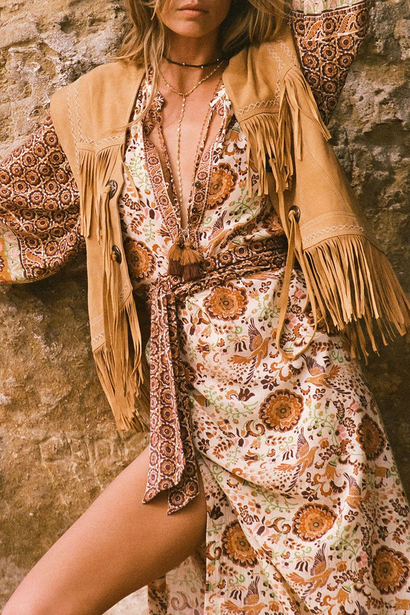 Sannah Boho Maxi Dress - Golden Ochre