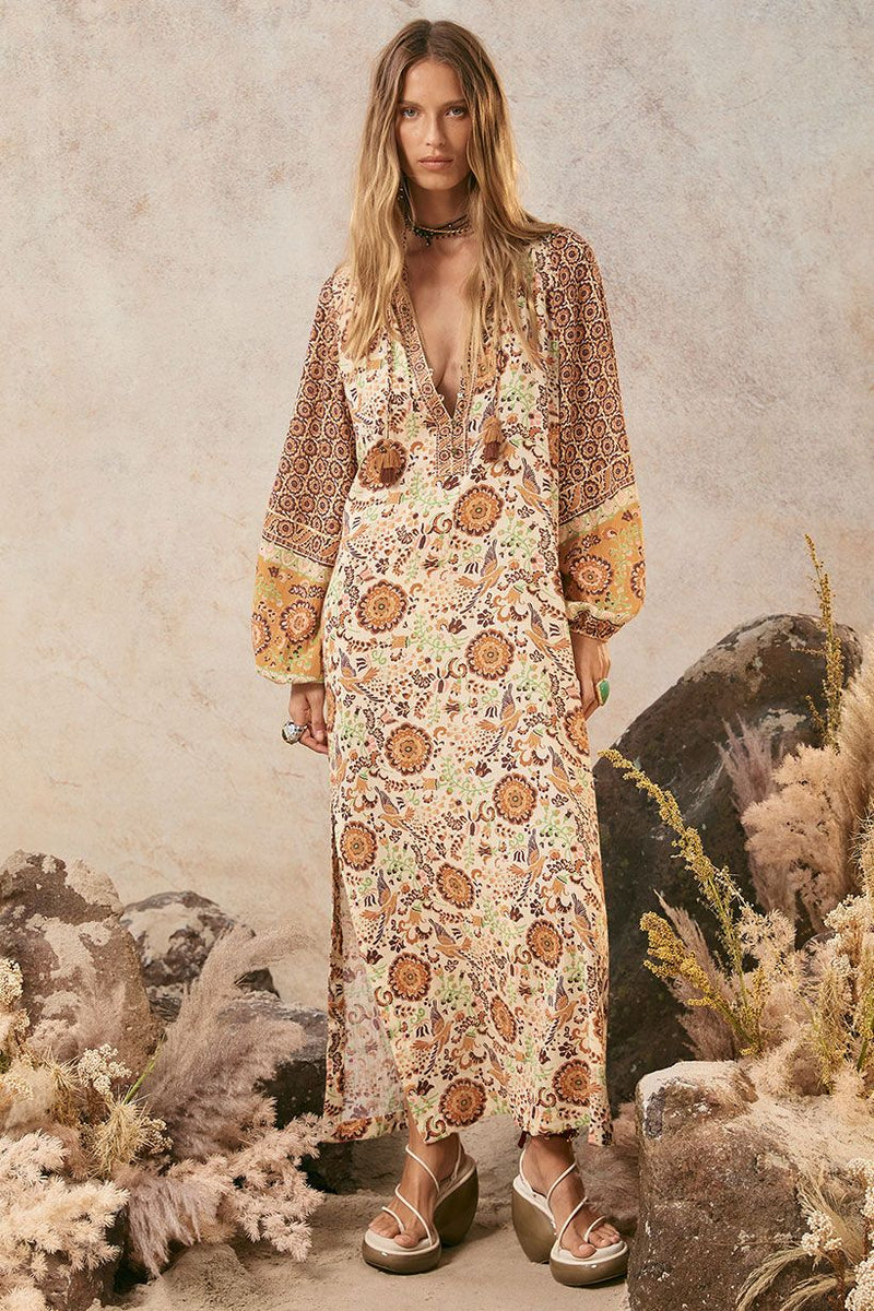 Sannah Boho Maxi Dress - Golden Ochre