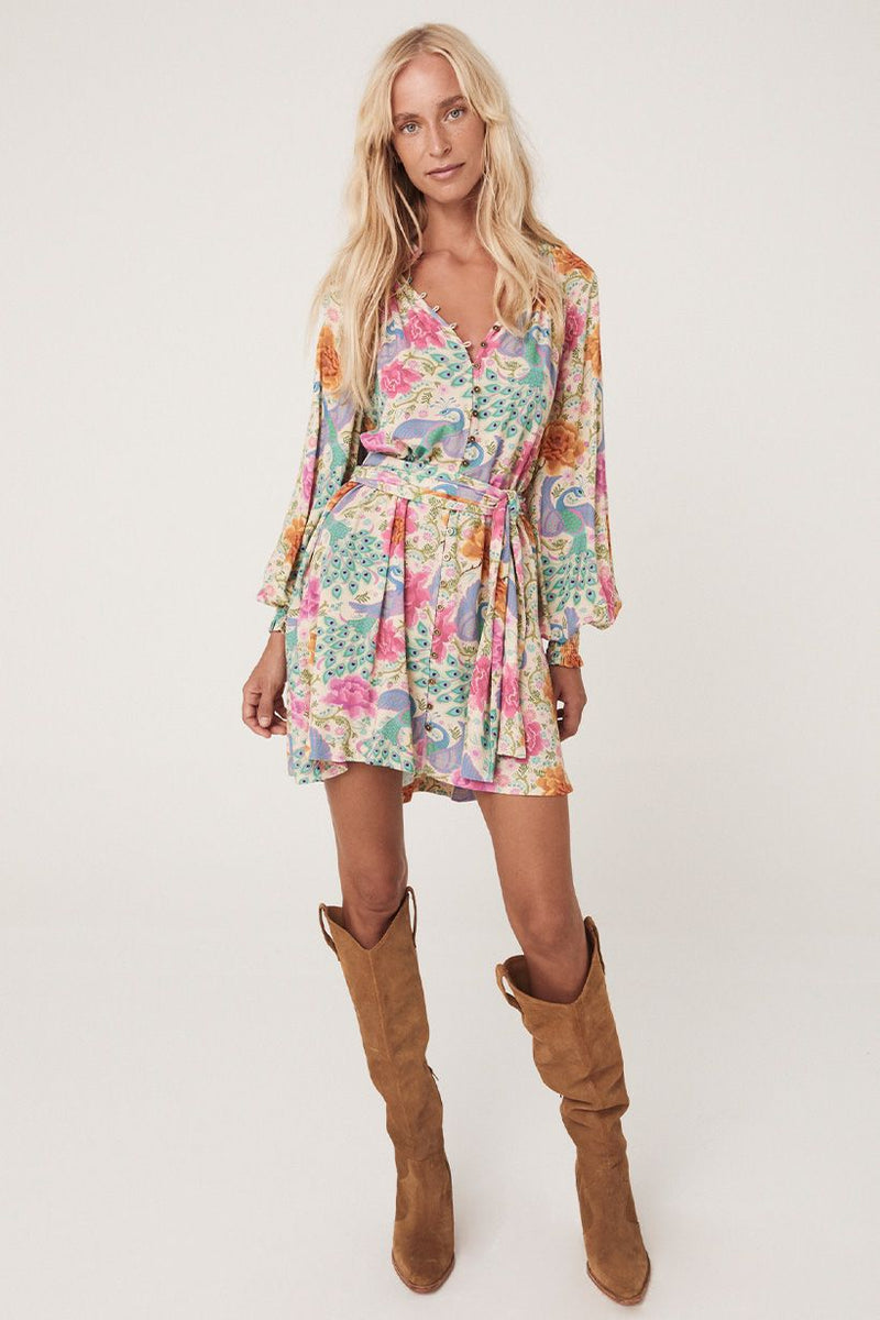 Boheme Button Through Mini Dress - Spring