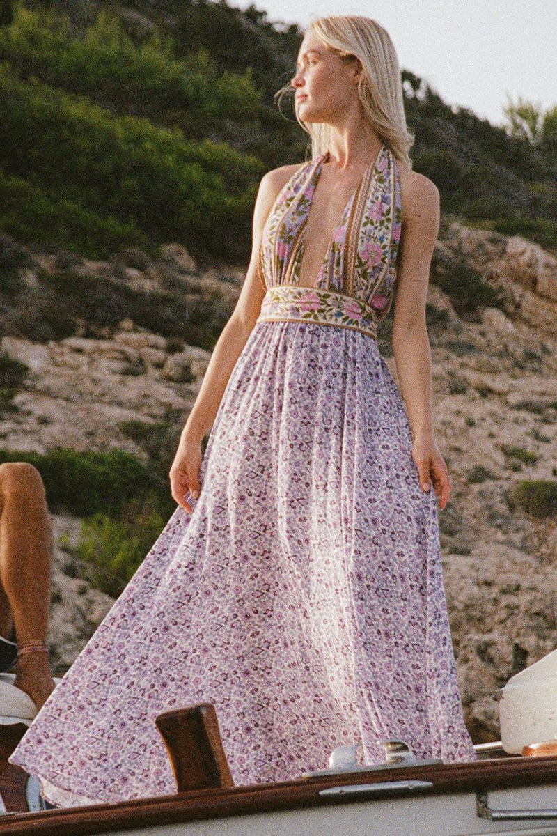 Sienna Halter Maxi Dress - Lilac