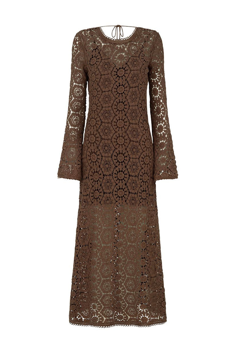 Helena Crochet Lace Gown - Chocolate