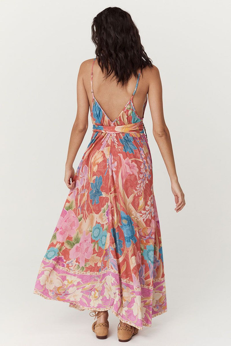 Painters Garden Strappy Maxi Dress - Crimson