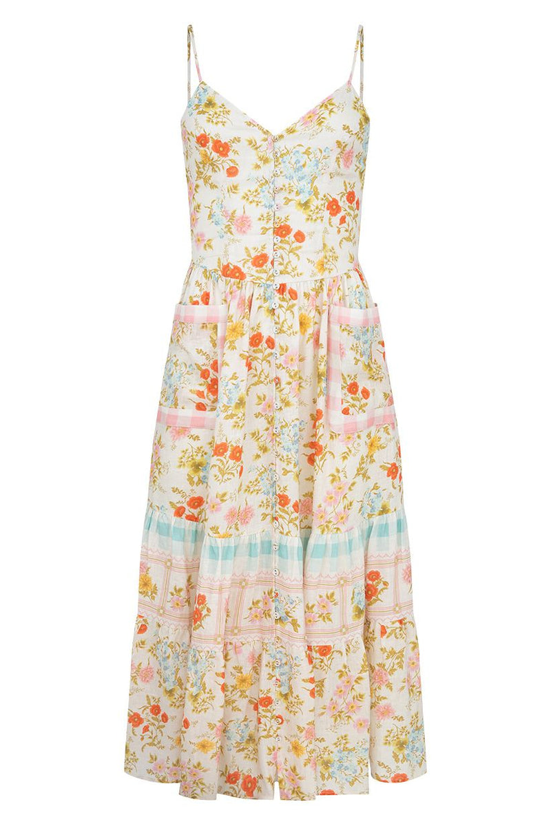 Flora Linen Midi Dress - Pastel