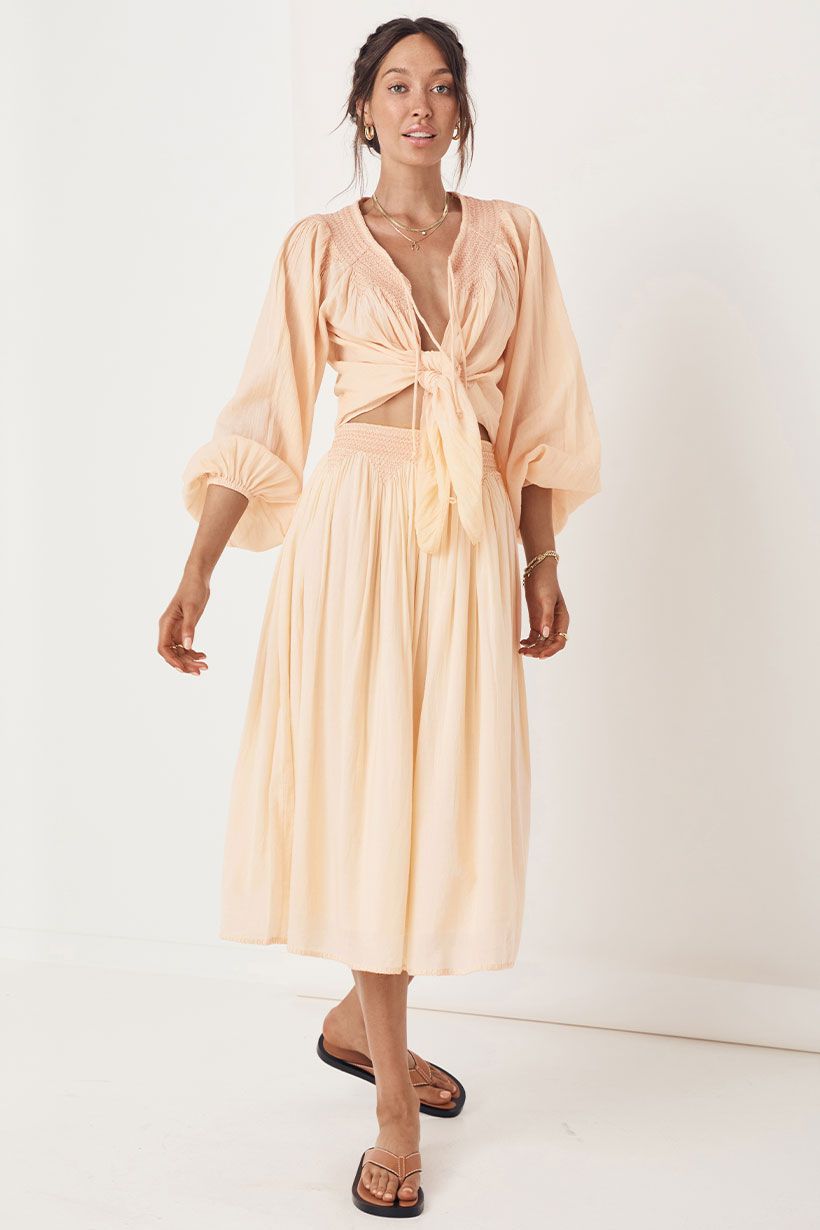 Amira Smock Skirt - Apricot