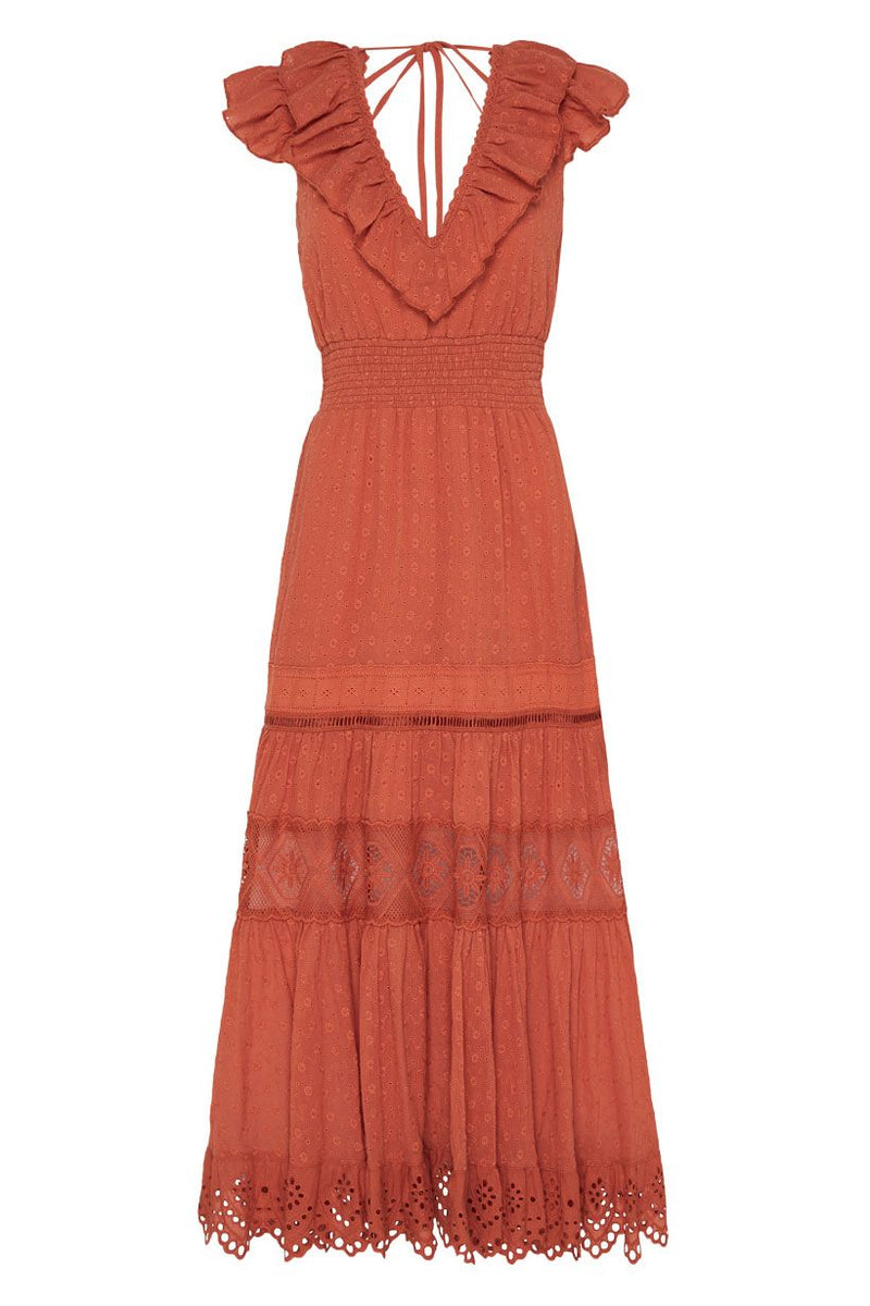Daisy Chain Frill Maxi Dress - Copper (4529874698321)