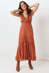 Daisy Chain Frill Maxi Dress - Copper (4529874698321)
