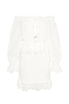 Daisy Chain Ruched Mini Dress - White (4529878630481)