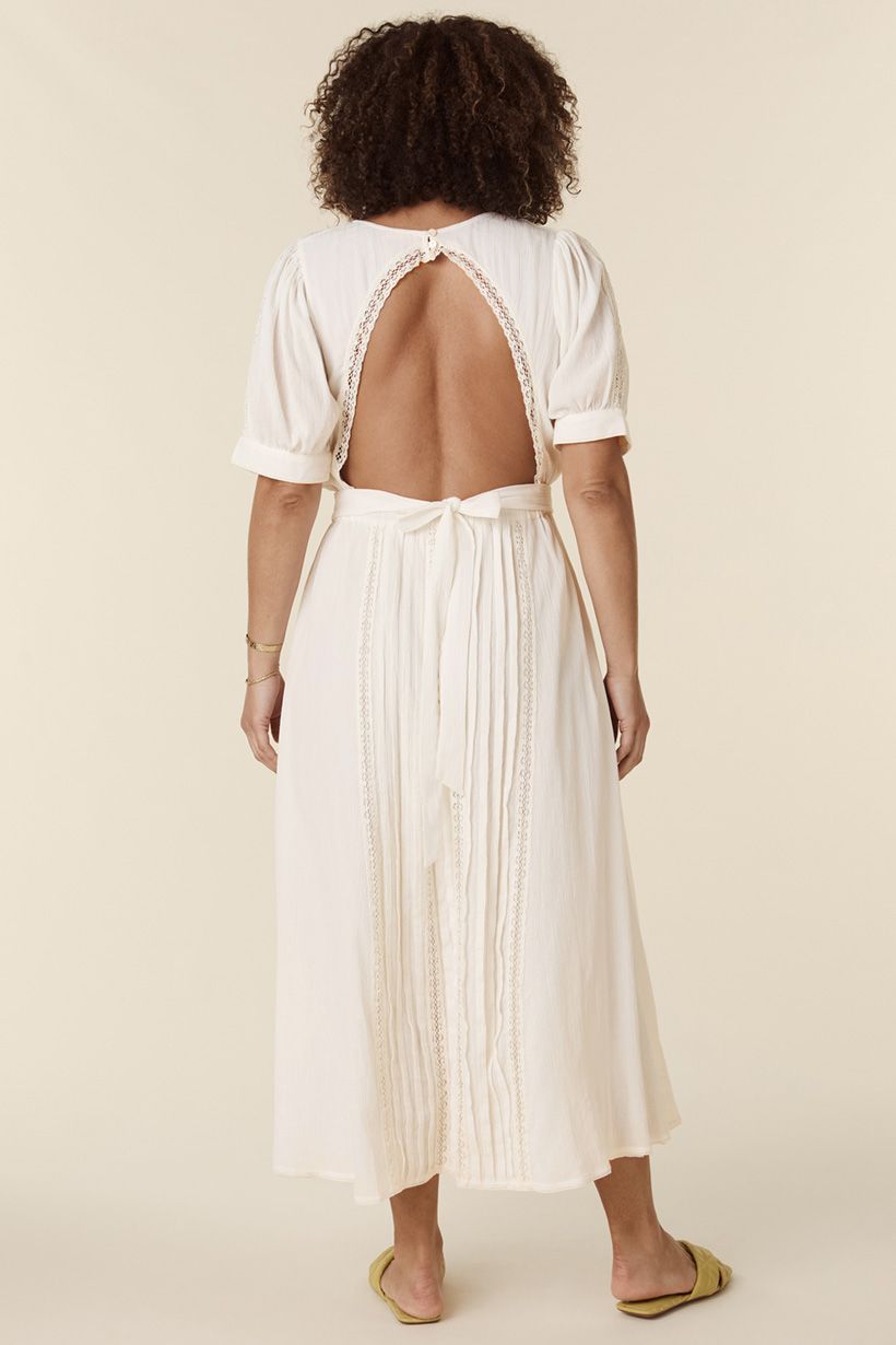 Jolene Lace Cut-Out Midi Dress - Antique White Shop Nepenthe Jolene Lace Cut-Out Midi Dress - Antique White Shop Nepenthe