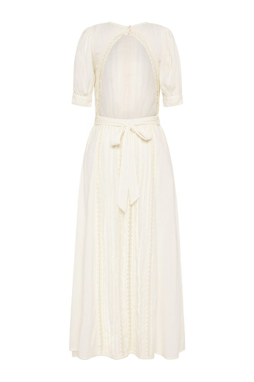 Jolene Lace Cut-Out Midi Dress - Antique White Shop Nepenthe Jolene Lace Cut-Out Midi Dress - Antique White Shop Nepenthe