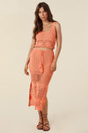 Let the Sunshine in Crochet Midi Skirt - Peach