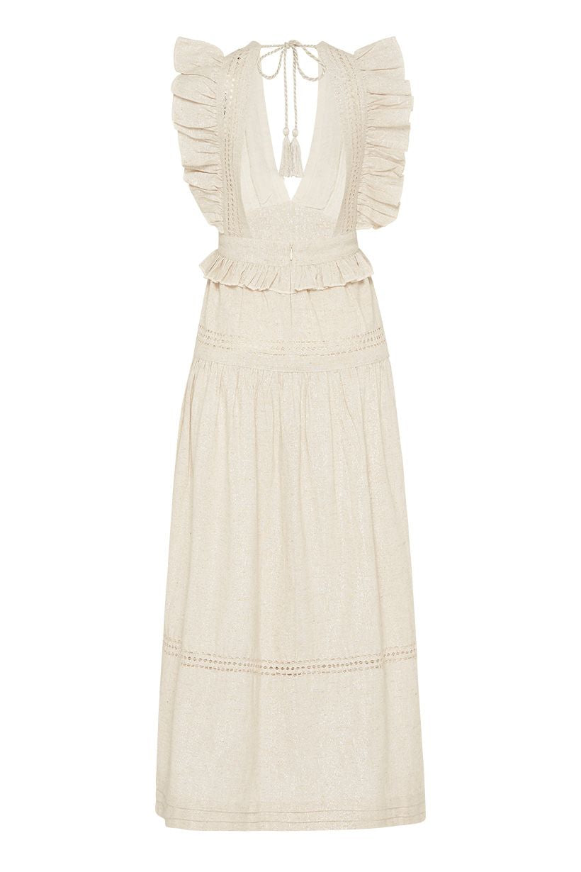 spell lola frill maxi dress SPELL Lola Frill Maxi Dress in Biscuit