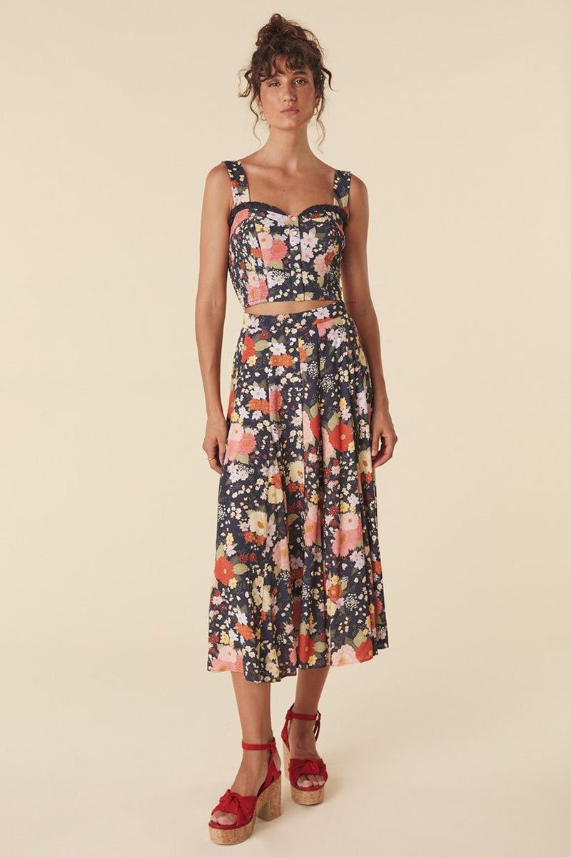 Sangria Midi Skirt - Nightshade