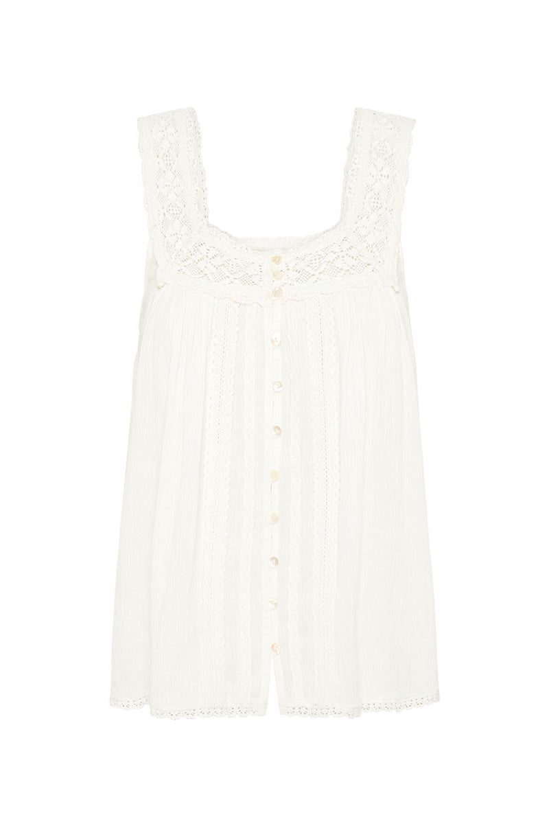 Cassie Lace Sleeveless Blouse - White