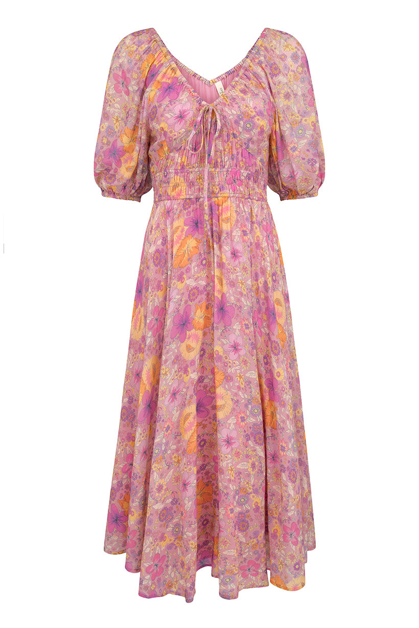 Hibiscus Lane Midi Dress - Musk Shop Nepenthe Hibiscus Lane Midi Dress - Musk Shop Nepenthe