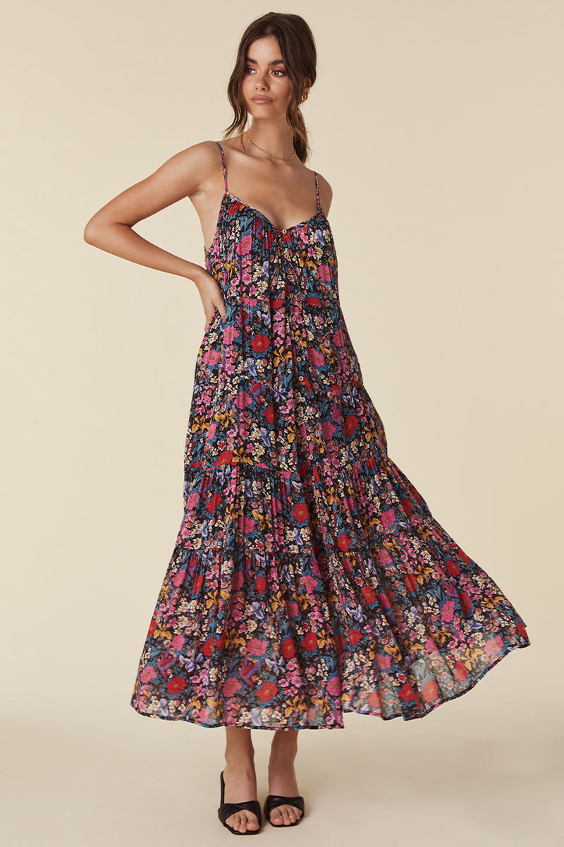 Last Drinks Strappy Maxi Dress - Evening Floral