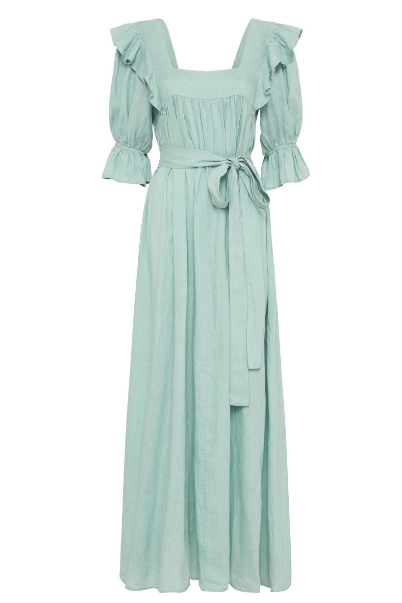 Mae Linen Gown - Seafoam Shop Nepenthe Mae Linen Gown - Seafoam Shop Nepenthe