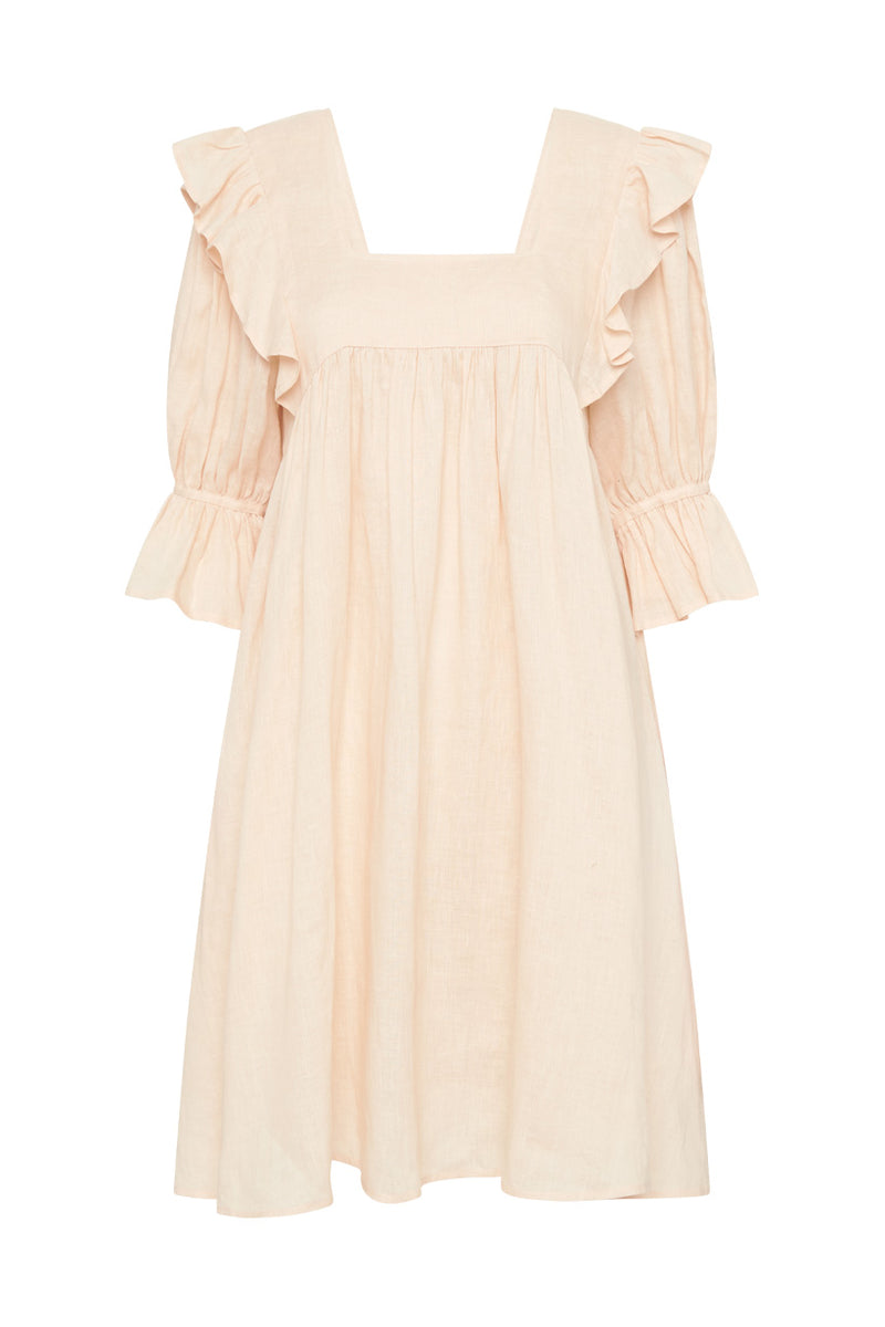 Mae Linen Mini Dress - Meringue
