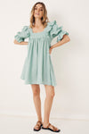 Mae Linen Mini Dress - Seafoam