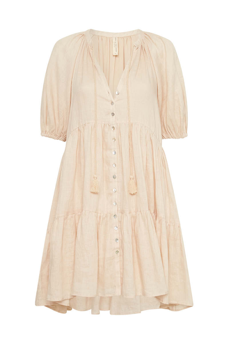 Sunday Linen Mini Dress - Almond