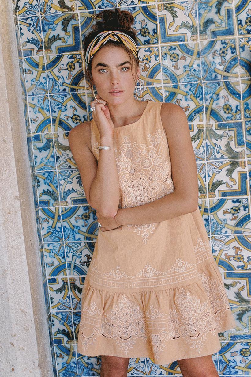 spell and the gypsy mini dress Spell & The Gypsy Bodhi Leopard Print Mini Dress in Beige and Brown
