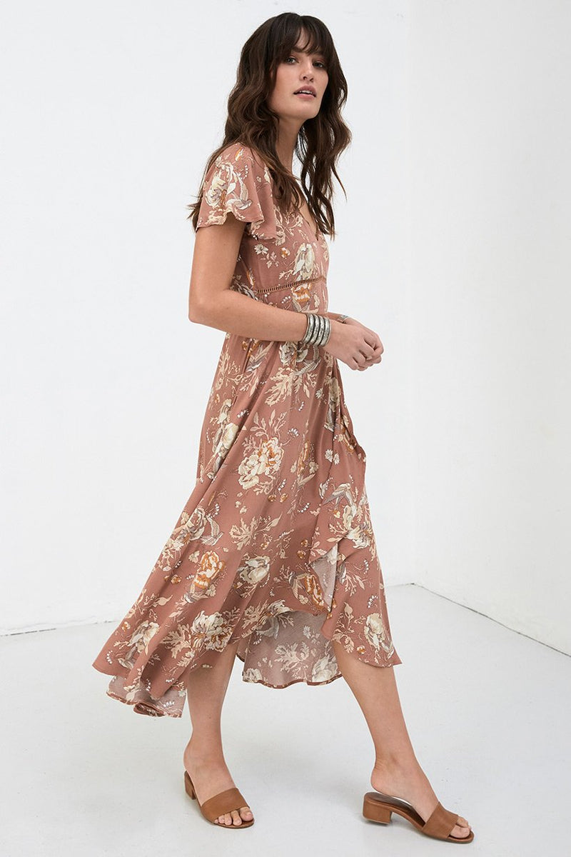 Rosa Garden Party Dress - Camel (2761694216256)